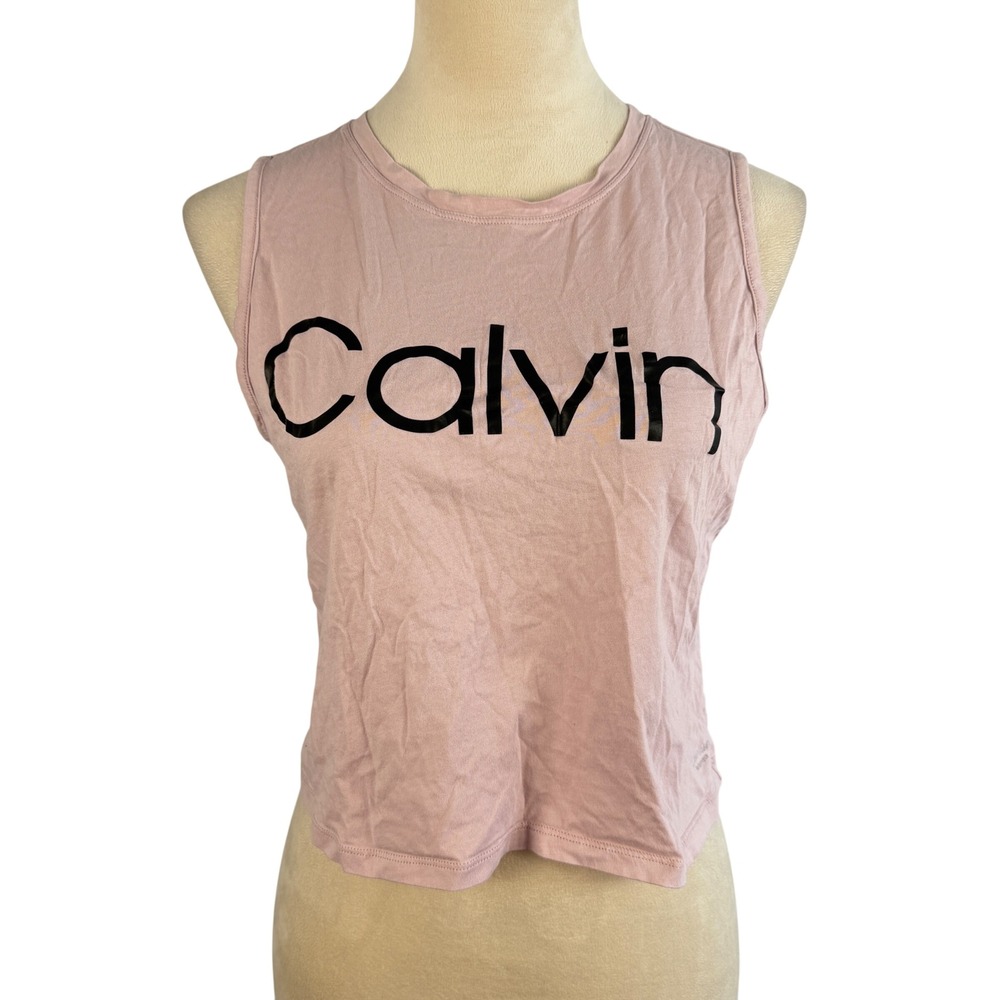 Calvin Klein Performance Pink Cropped‎ Muscle Tank Top Shirt Womens Small